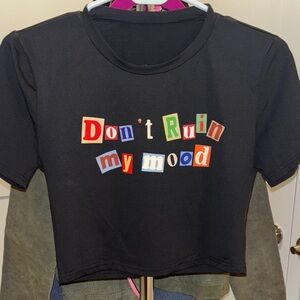 Black Graphic Crop Top